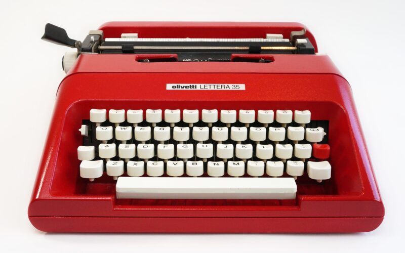 Red Olivetti Lettera 35 Typewriter