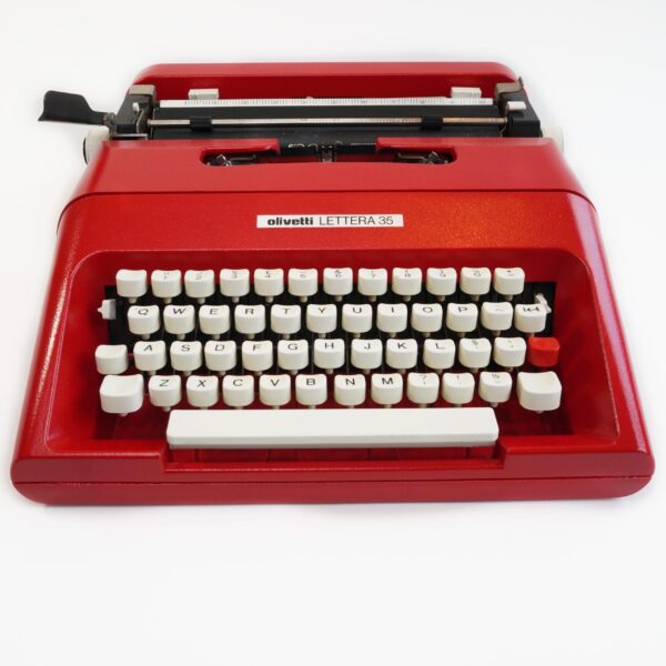red olivetti lettera 35 typewriter