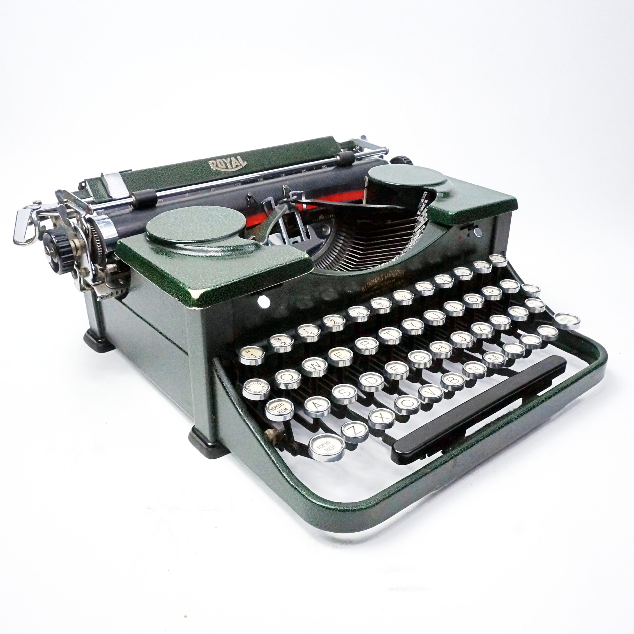 Royal Royalite Green Portable Typewriter W/ Original Case Made