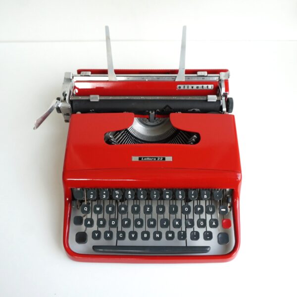 red olivetti lettera 22 typewriter