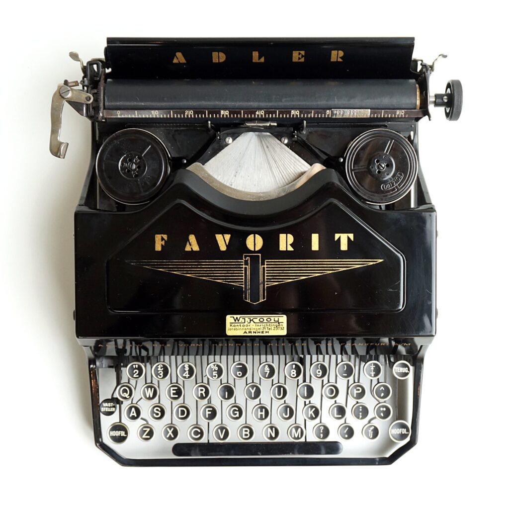 Black Adler Favorit thrust-action typewriter from 1936