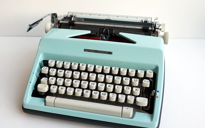 Blue Olympia SM 9 Typewriter
